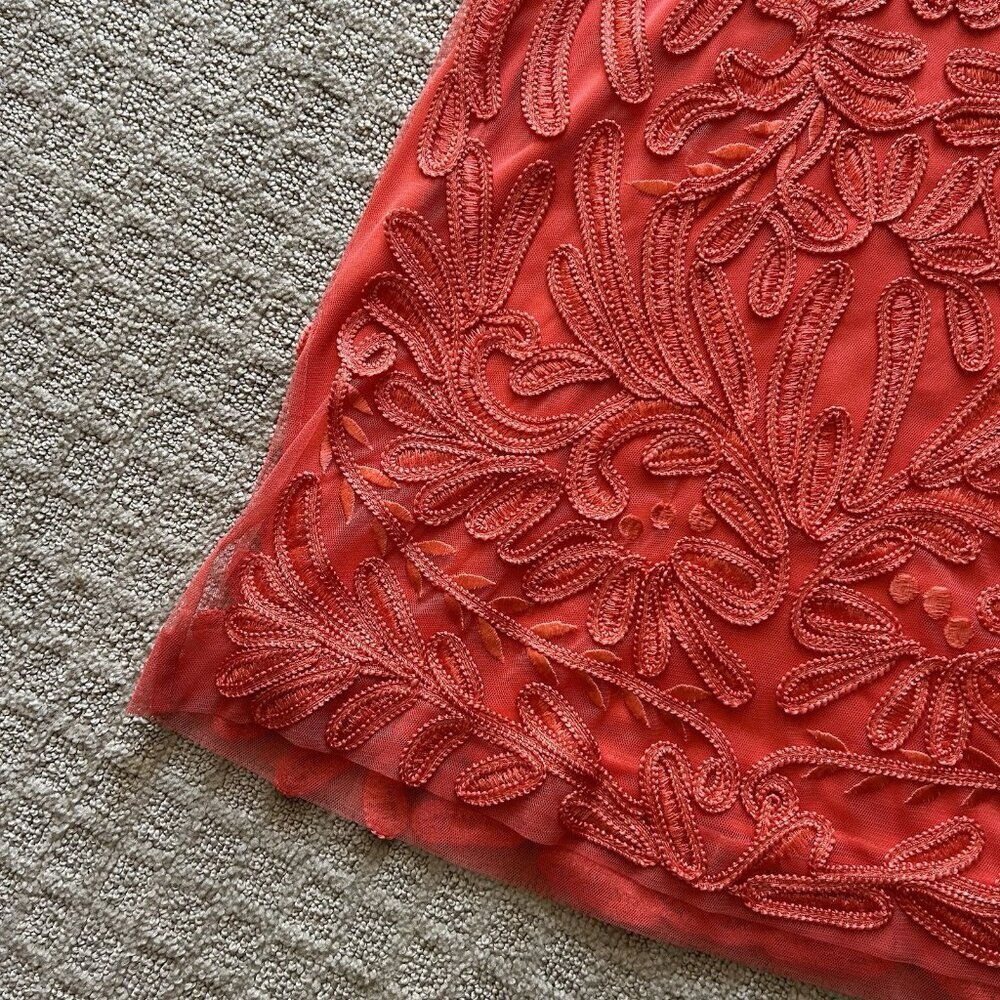 Sue Wong Womens Size 0 Coral Sleeveless Dress Designer Cocktail Embroidered NWOT - Picture 2 of 10